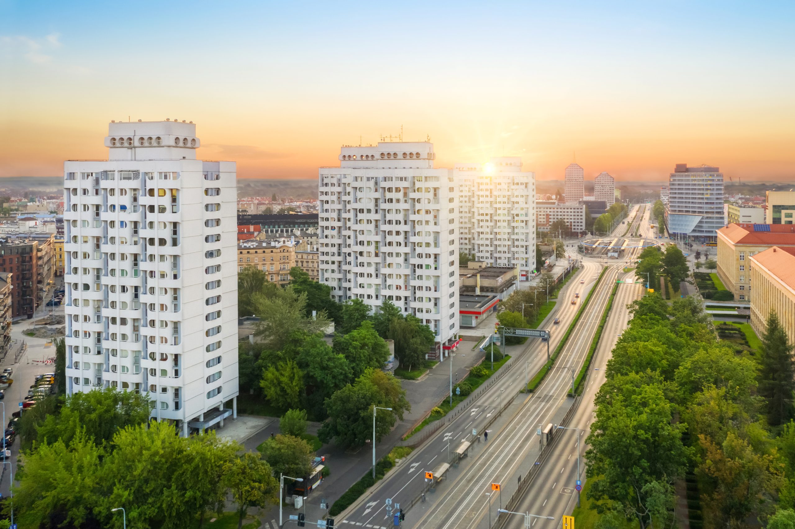 Wroclaw, Poland. Tall residential buildings